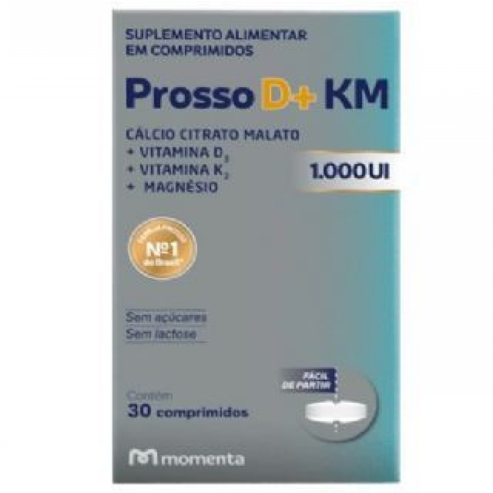 Prosso D+ KM Momenta 1.000UI, caixa com 30 comprimidos