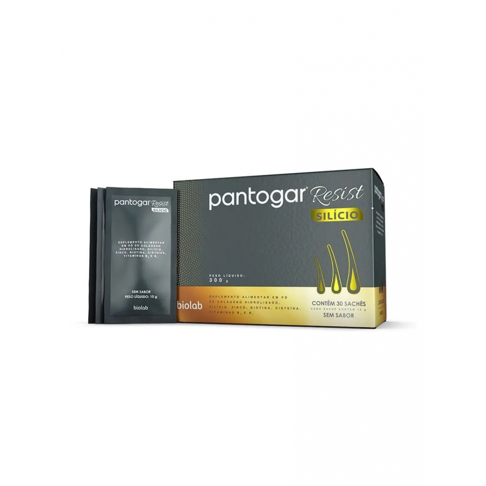 Pantogar Resist Silício sem sabor, caixa com 30 sachês de 10g